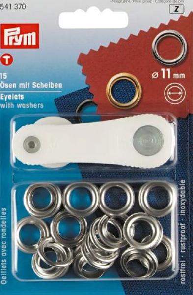 Prym Ösen mit Scheiben 11 mm, silberfabig